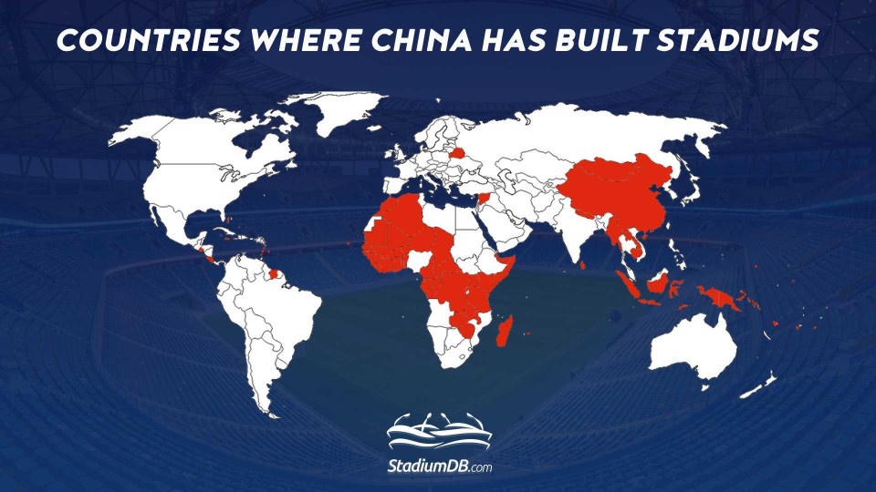 Countries where China has built stadiums