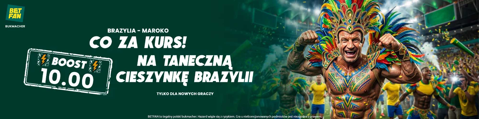 BetFAN - BOOST 10.00 na taneczną cieszynkę Brazylii