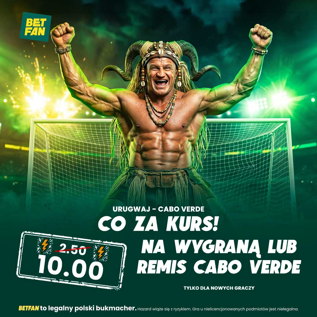 Boost 10.00 na wygraną lub remis Cabo Verde z Urugwajem