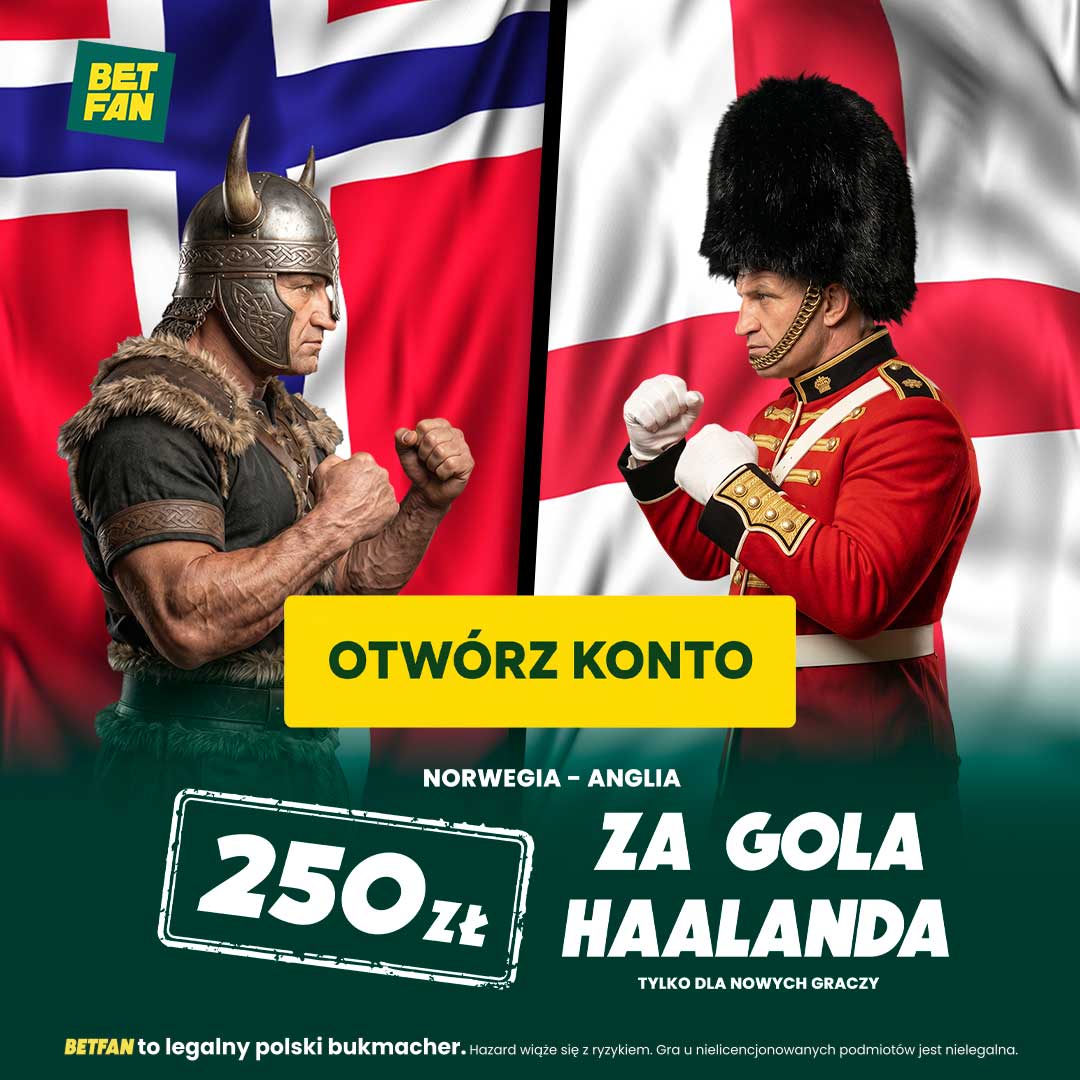 250 zł za gola Haalanda z Anglią