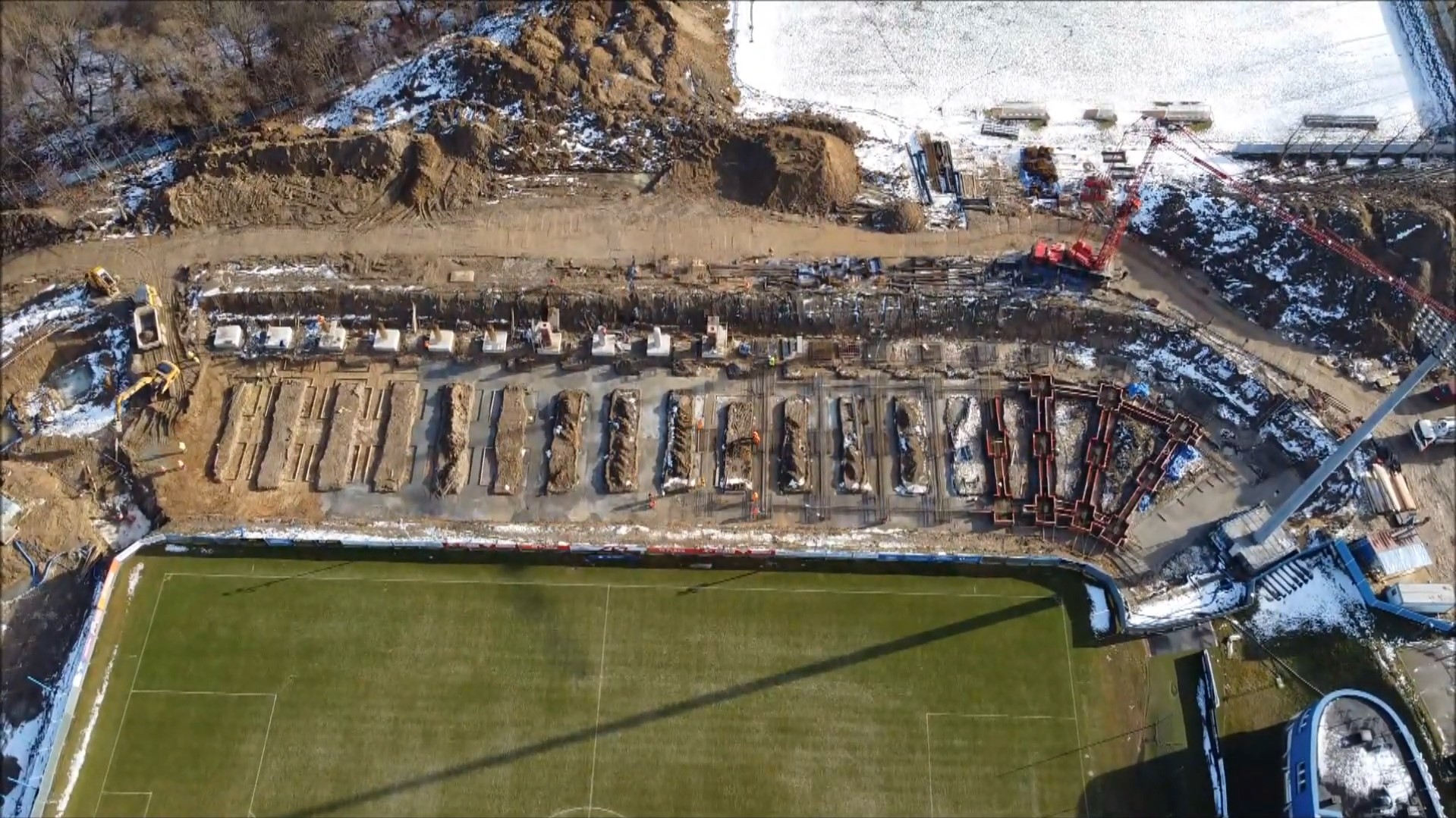 Stadion Miejski w Płocku, plac budowy Mirbud