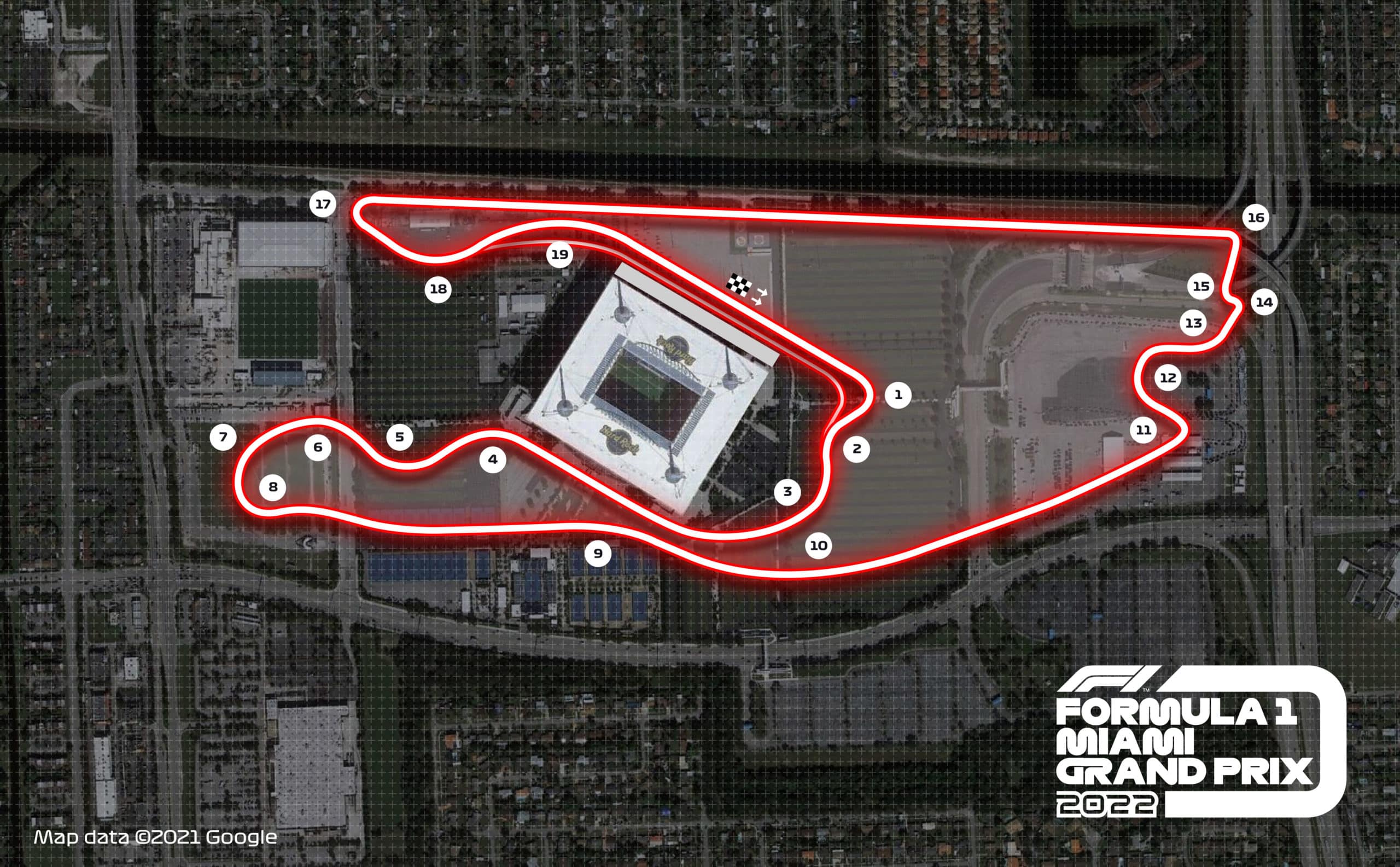 Hard Rock Stadium, f1 race track around the venue