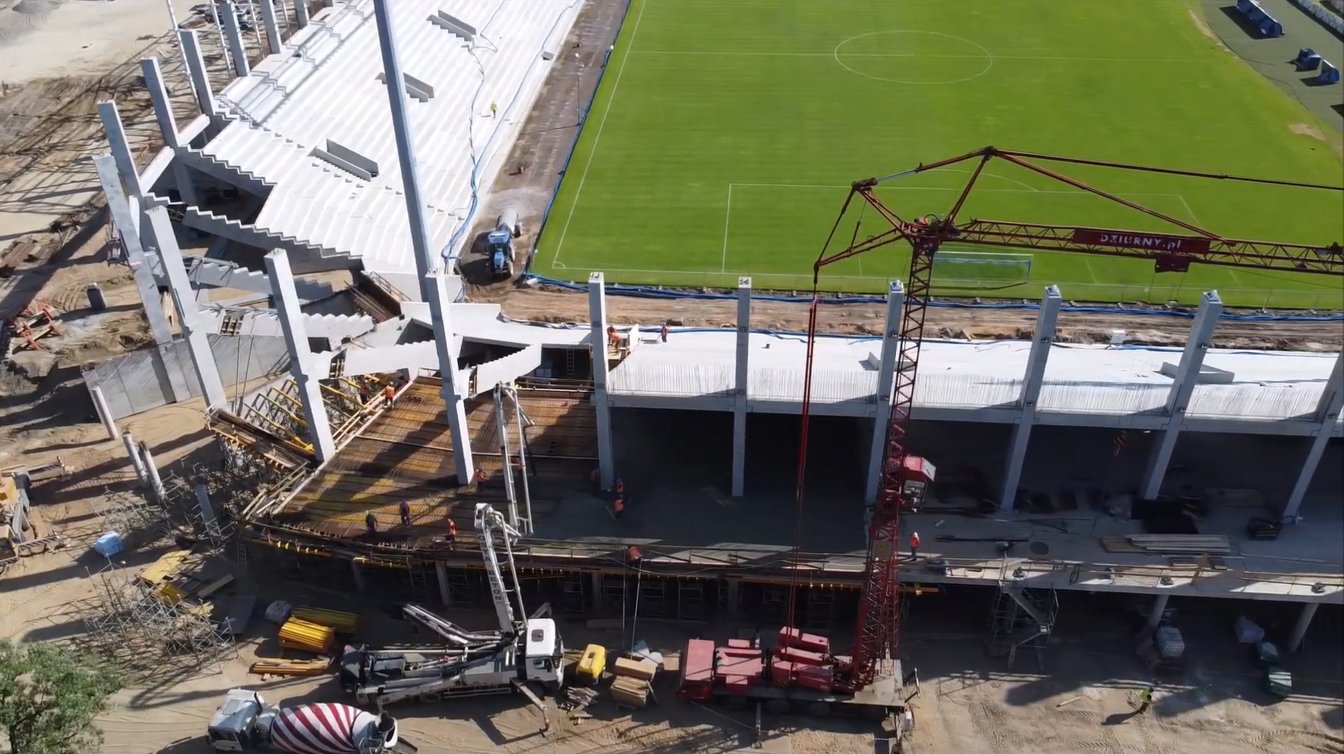 Stadion Miejski w Płocku, plac budowy Mirbud