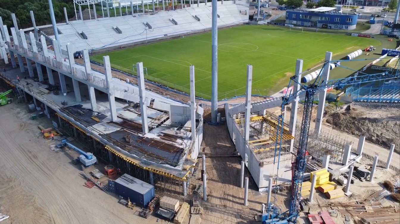 Stadion Miejski w Płocku, plac budowy Mirbud