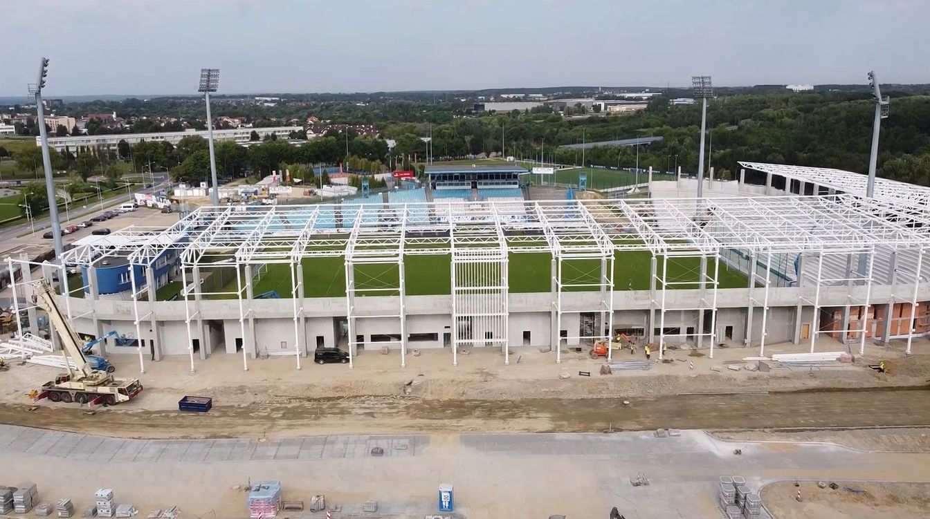 Stadion Miejski w Płocku, plac budowy Mirbud