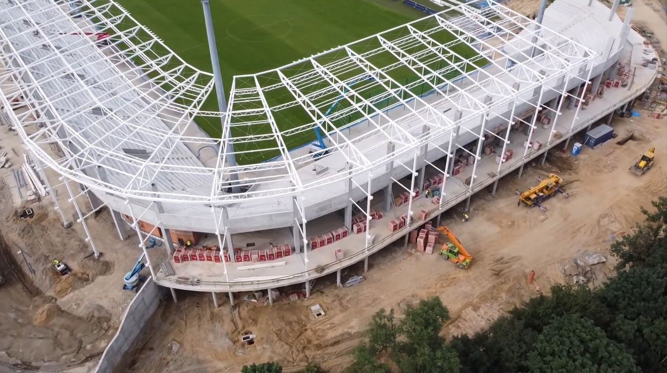 Stadion Miejski w Płocku, plac budowy Mirbud