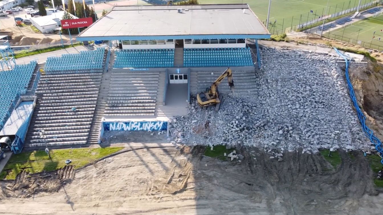 Stadion Miejski w Płocku, plac budowy Mirbud