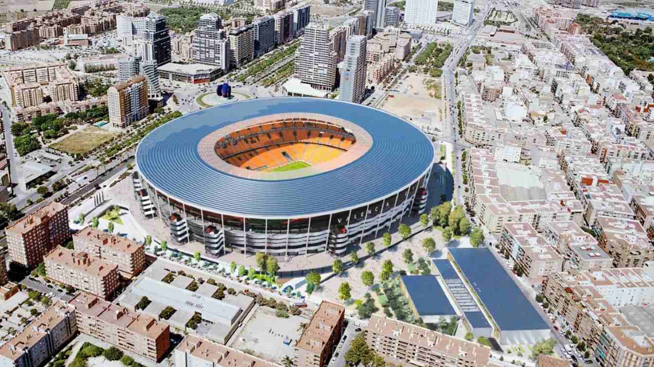 Na przestrzeni lat projekty Nou Mestalla były stopniowo okrajane w celu zmniejszenia kosztów. Na zdjęciu projekt z 2022 roku