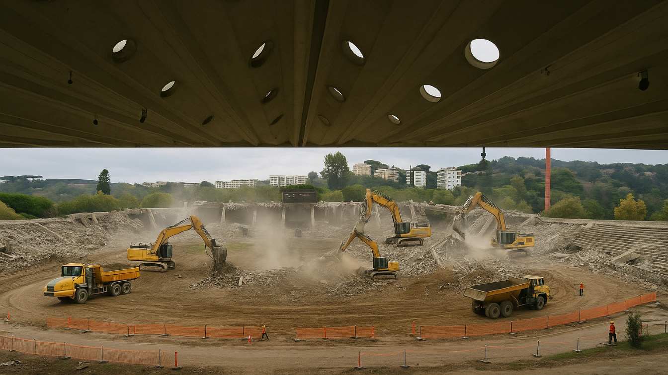 Wizualizacja rozbiórki Stadio Flaminio