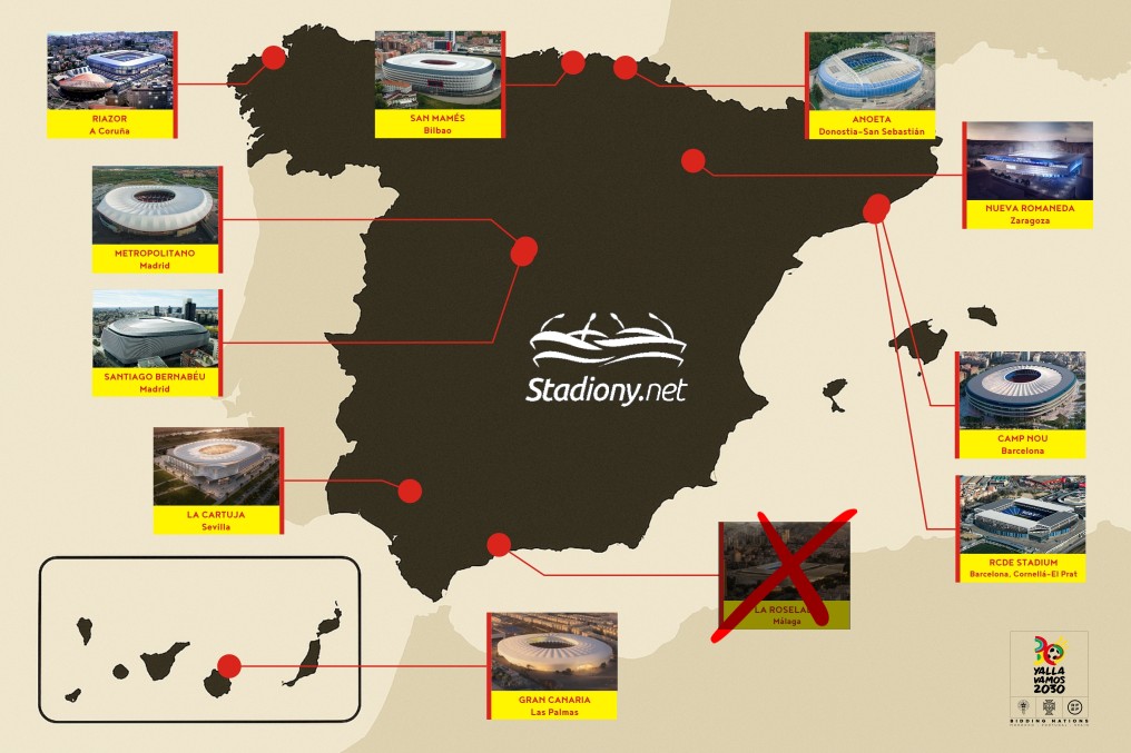 Po rezygnacji Malagi, Hiszpania ma 10 miast-gospodarzy. Zagrożona jest Coruña, która wciąż nie ma projektu ani finansowania przebudowy Riazor.