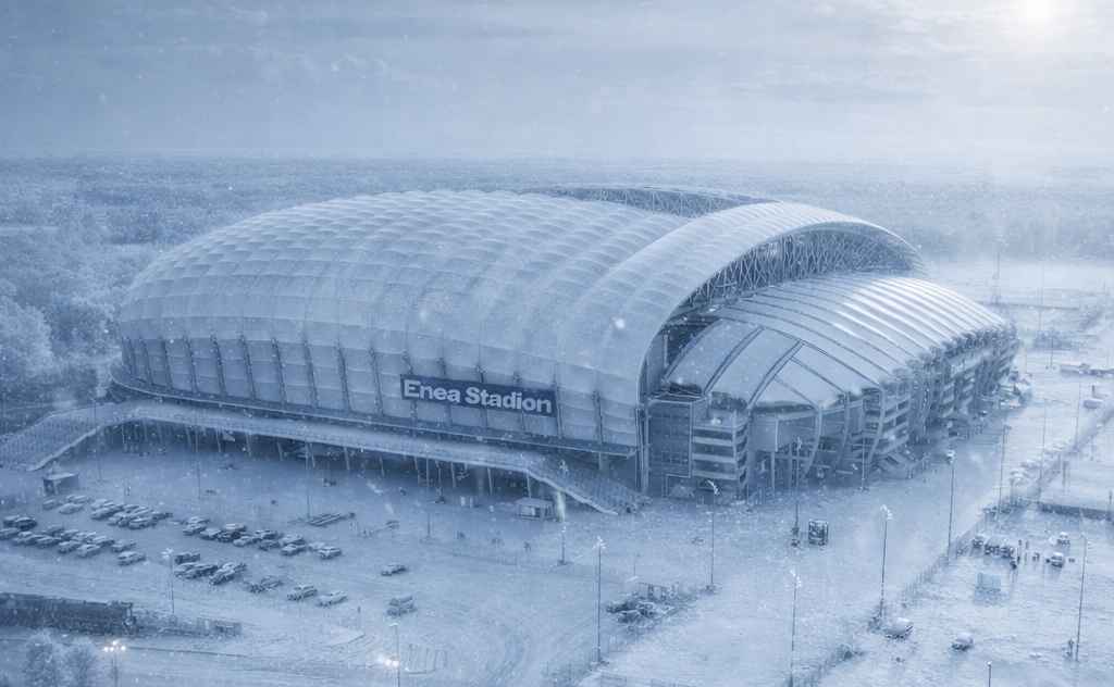 Polska: Gorące emocje w lodowej scenerii. Jak zmieniły się stadiony Ekstraklasy przed wiosną?