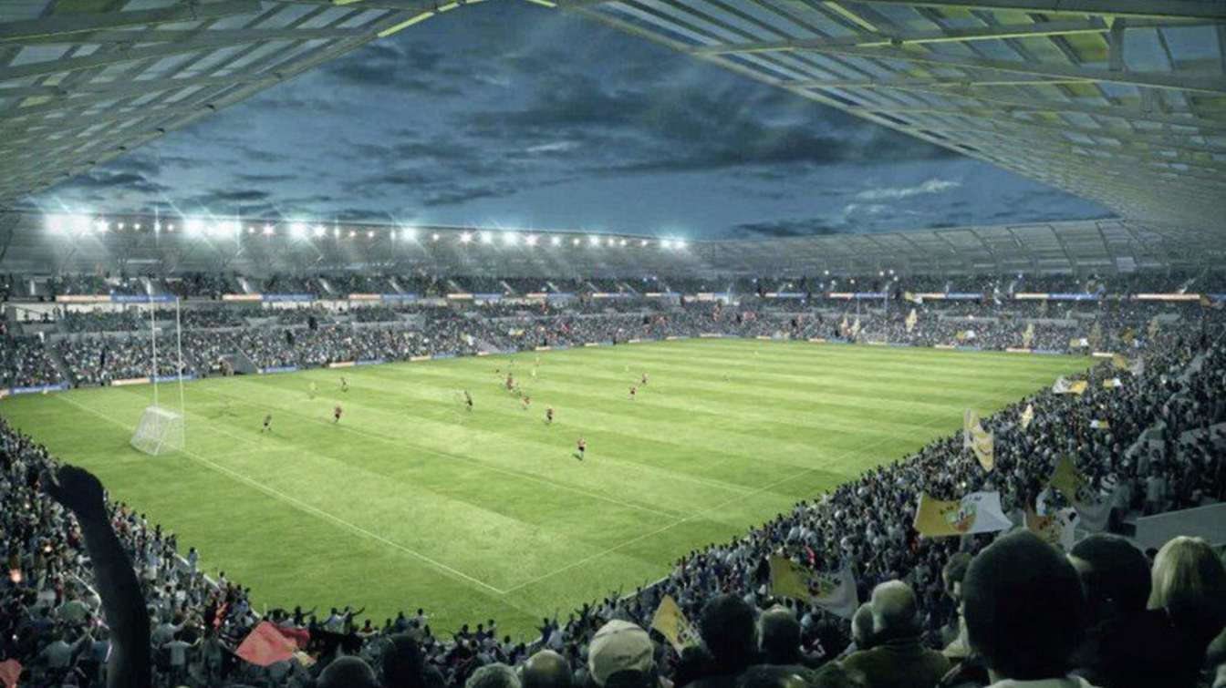 Zmodyfikowana wersja projektu Casement Park, zaakceptowana w 2021 roku, przewiduje stadion na 34 500 widz&oacute;w.