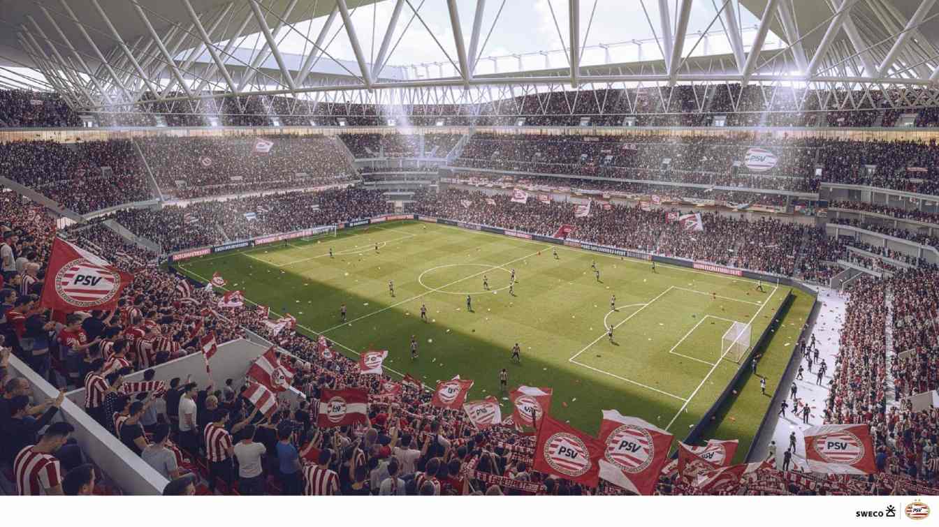 Projekt modernizacji Philips Stadion zakłada budowę trzeciego pierścienia trybun i zwiększenie pojemności z około 35 000 do nawet 58 500 miejsc.